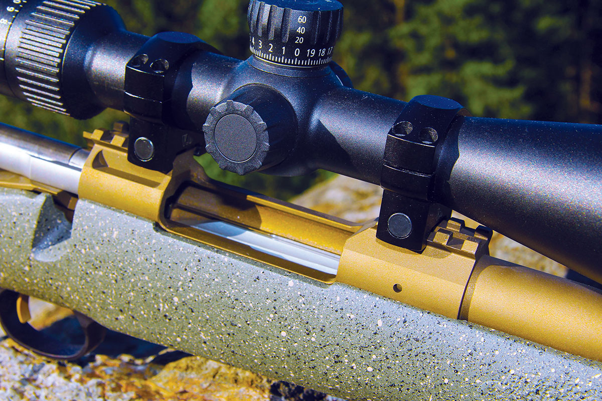 The refined MRC 2022 action by the new Montana Rifle Company includes dual three-slot Picatinny rails that are milled integral to the action. The Highline action has a Burnt Bronze Cerakote finish.